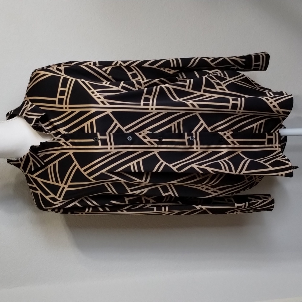 Karl Lagerfeld Paris Motif Blouse Black/Gold Button down Size Large